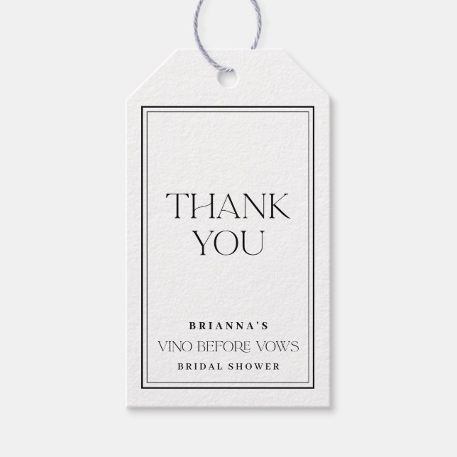 Étiquettes-cadeau Vino en Merci noir et blanc avant vaches (Devant)