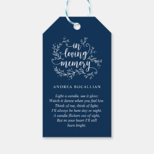 Étiquettes-cadeau Vins rustiques, Bleu marine, Service funéraire