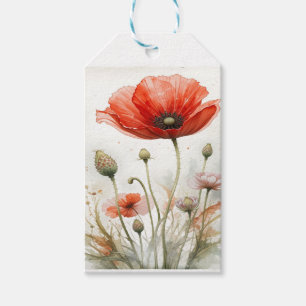 Étiquettes-cadeau Vintage Agritourisme Décor Rouge Poppy Jardin Fleu