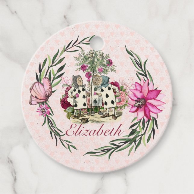Étiquettes Cadeau Vintage Alice au Pays des merveilles Tea Party (Devant)