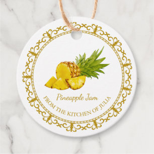 Étiquettes Cadeau Vintage ananas fait maison Jam Hang Tag l Blanc