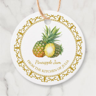 Étiquettes Cadeau Vintage ananas fait maison Jam Hang Tag l Blanc