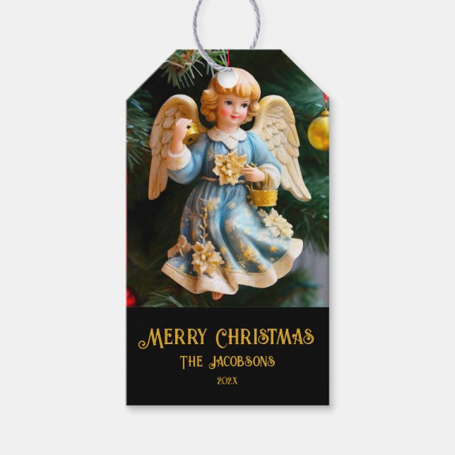 Étiquettes-cadeau Vintage Ange de Noël (Devant)