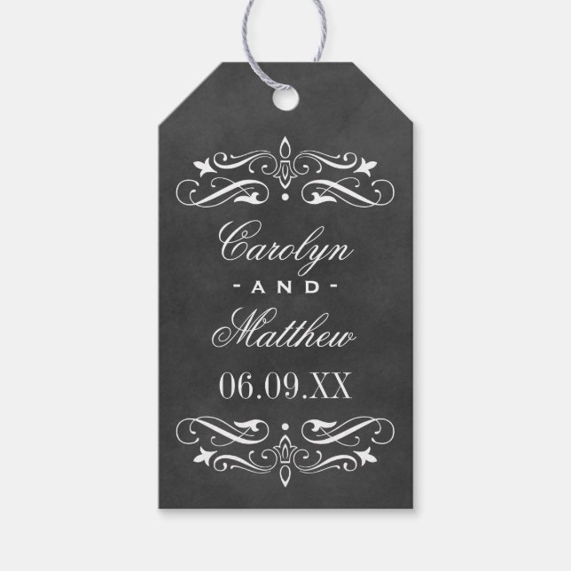 Étiquettes-cadeau Vintage Black Chalkboard Mariage (Devant)