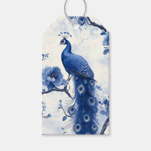 Étiquettes-cadeau Vintage bleu français Chinoiserie Peacock Aquarell