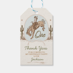 Étiquettes-cadeau Vintage Blue Little Buckaroo Occidental 1er Annive