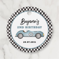 Vintage Blue Race Car Deux Fast Boy Anniversaire