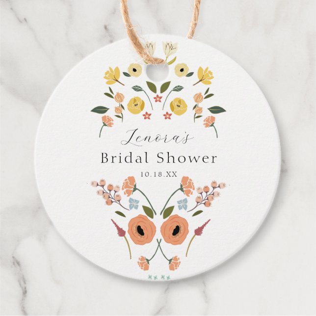 Étiquettes Cadeau Vintage Bohème Fleurie Baby Shower (Devant)