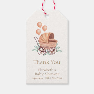 Étiquettes-cadeau Vintage Boho vert Poudre Baby shower balloon