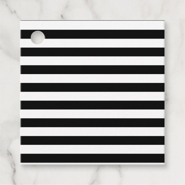 Étiquettes Cadeau Vintage Classic rayures noir & blanc (Devant)