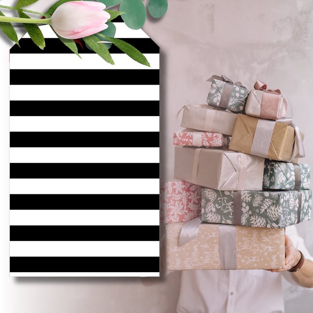 Étiquettes-cadeau Vintage Classic rayures noir & blanc (Créateur téléchargé)