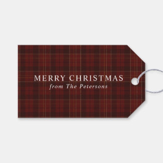 Étiquettes-cadeau Vintage Classic Red Plaid Christmas