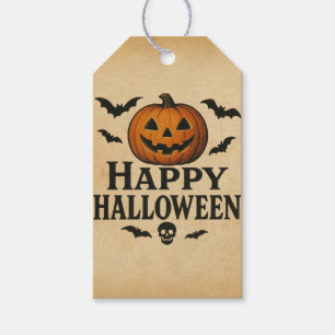 Étiquettes-cadeau Vintage/classique Happy Halloween jack-o-lantern