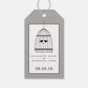 Étiquettes-cadeau Vintage Coeur Birdcage Véritable Mariage d'amour
