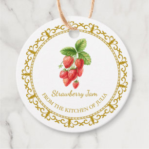Étiquettes Cadeau Vintage confiture de fraise maison Hang Tag l Blan