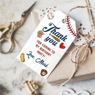 Étiquettes-cadeau Vintage de baseball Boy Anniversaire Merci