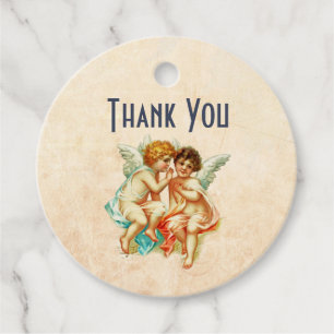Étiquettes Cadeau Vintage Ephemera Angel Cherubs Merci