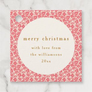 Étiquettes Cadeau Vintage Floral rouge mou Personnalisé Noël