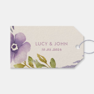 Étiquettes-cadeau Vintage Floral Wreath Wedding Favor Tags Lavender