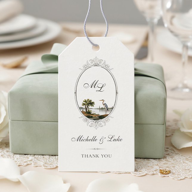 Étiquettes-cadeau Vintage French Country Monogram Wedding Gift (Créateur téléchargé)