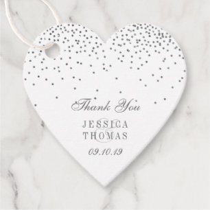 Étiquettes Cadeau Vintage Glam Silve Confetti Mariage