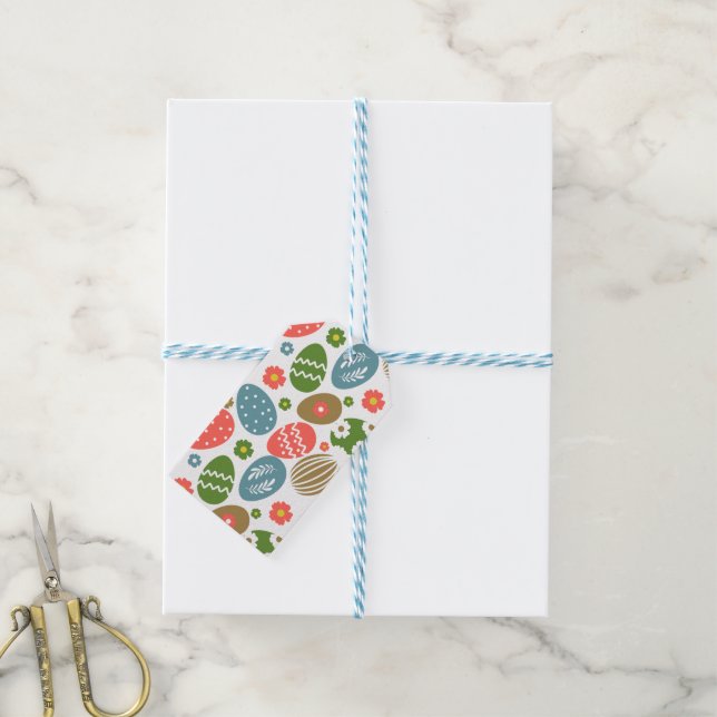Étiquettes-cadeau Vintage Joyeuses fleurs de Pâques (Avec de laficelle)