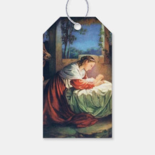 Étiquettes-cadeau Vintage Marie et bébé Jésus