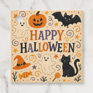 Étiquettes Cadeau Vintage, mignonne chauve-souris d'halloween, fantô