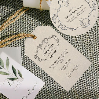 Étiquettes-cadeau Vintage Minimalist Wedding Favour Tag