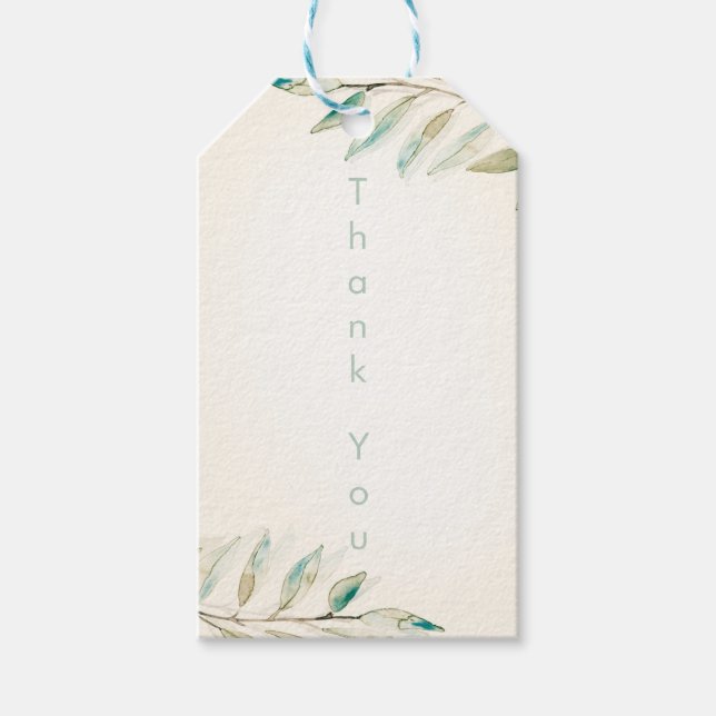 Étiquettes-cadeau Vintage Moderne Vert Eucalyptus Feuille Mariage (Devant)