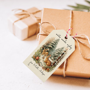 Étiquettes-cadeau Vintage Noël hiver Woodland Nom du lièvre