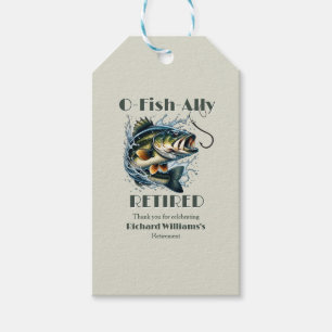 Étiquettes-cadeau Vintage OFishAlly Retraité Gros Poisson Prenez L'A