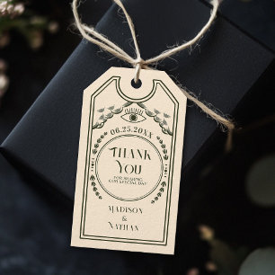 Étiquettes-cadeau Vintage Olive Gothique Mariage Merci
