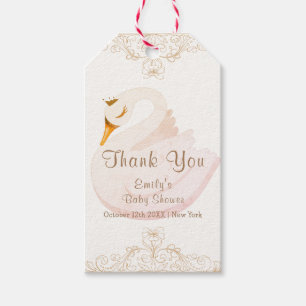 Étiquettes-cadeau Vintage Princesse Swan Baby shower fille Merci