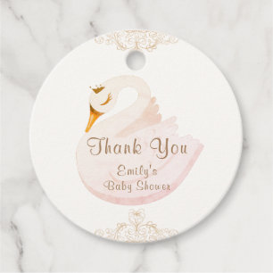 Étiquettes Cadeau Vintage Princesse Swan Baby shower fille Merci