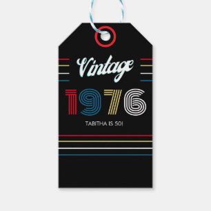 Étiquettes-cadeau Vintage Retro Stripe 1976 50e anniversaire ou Réun