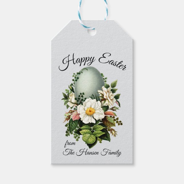 Étiquettes-cadeau Vintage Robins Egg et Rose (Devant)
