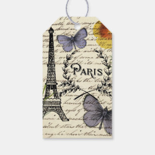 Étiquettes-cadeau vintage rustique française tour Eiffel Paris Fête