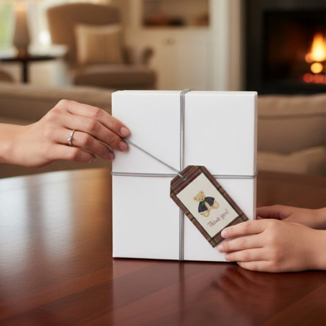 Étiquettes-cadeau Vintage Toy Bear thank you  (Créateur téléchargé)