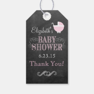 Étiquettes-cadeau Vintage Typographie Chalkboard Baby shower rose