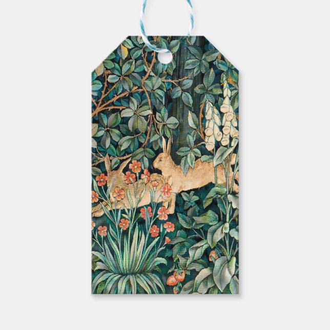 Étiquettes-cadeau Vintage "verdure" - Fleur d'arbre et lapin (Devant)
