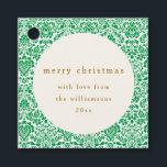 Étiquettes Cadeau Vintage vert Damask Festif Custom Christmas<br><div class="desc">Vintage Green Damask Festive Custom Joyeux Noël Favoriser Tags</div>