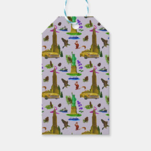 Étiquettes-cadeau Vintage voyage Skyline New York Liberty Automne