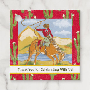 Étiquettes Cadeau Vintage Western Rodeo Cowboy Wild West