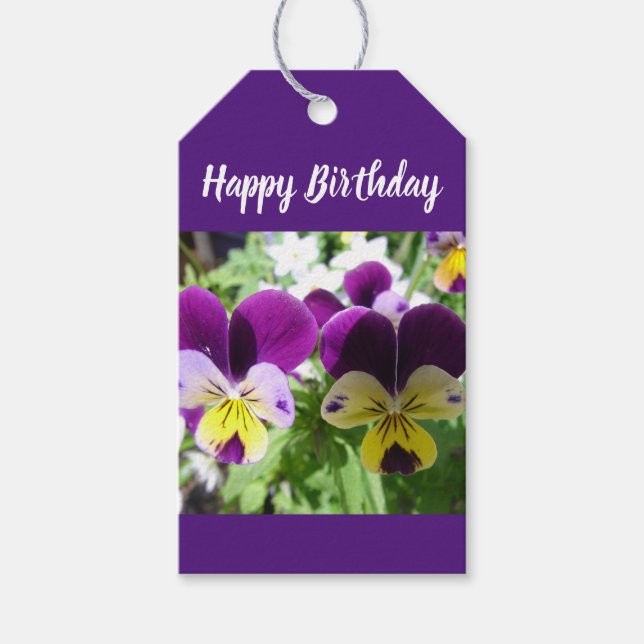 Étiquettes-cadeau Viola violet Pansy Jolie carte fleurie (Devant)