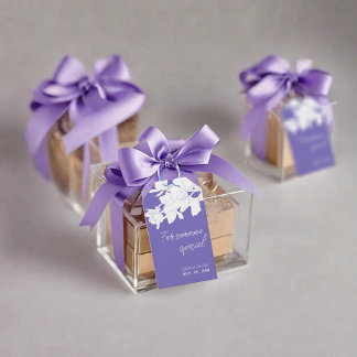 Étiquettes-cadeau violet Floral blanc Design personnalisé Texte cade