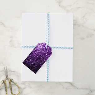 Étiquettes-cadeau Violet foncé faux paillettes brillantes scintillen