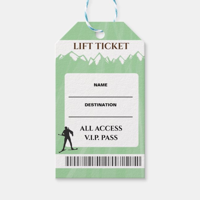 Étiquettes-cadeau VIP SKI LIFT TICKET Escort Siège Carte Sage (Devant)