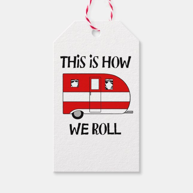 Étiquettes-cadeau "Vis, ris, aime et camp" (Devant)