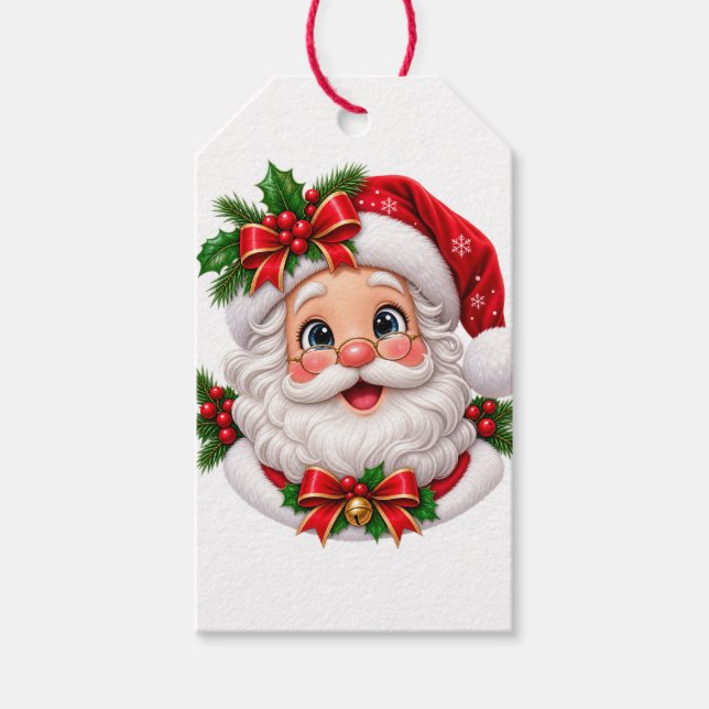 Étiquettes-cadeau Visage de Père Noël Mignon (Devant)